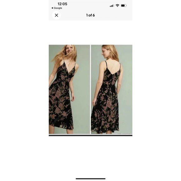 Anthropologie Black Floral Mini Dress - Picture 4 of 7